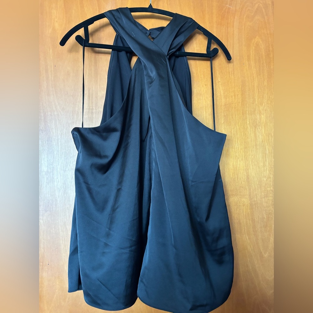 INC International Concepts Black Halter Top Draped Neck Fully Lined Elegant Chic